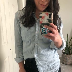 Light denim wash button up